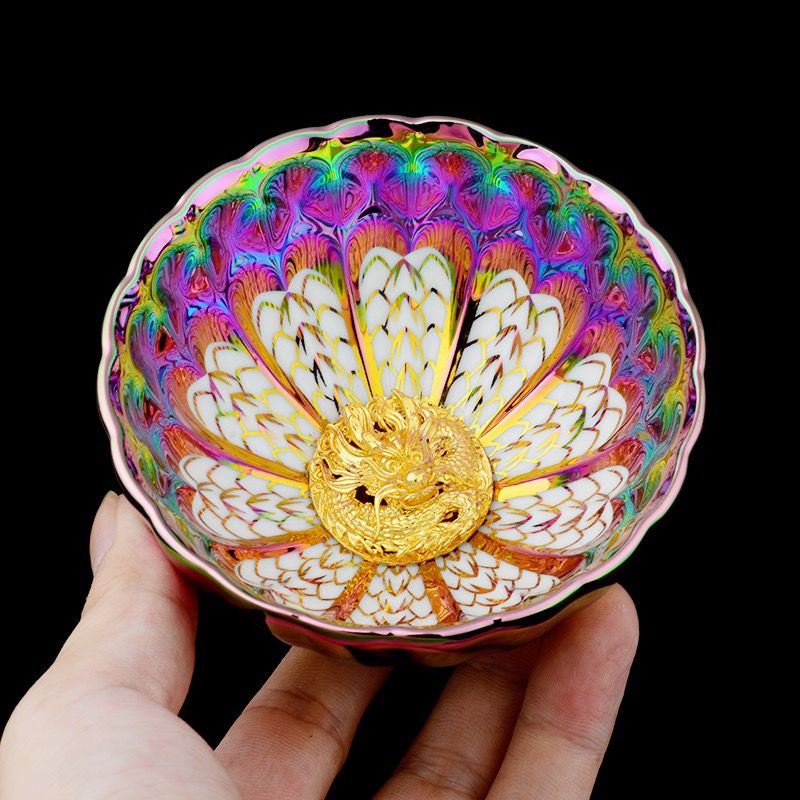 Golden Dragon Cup Color Golden Lotus Teacup