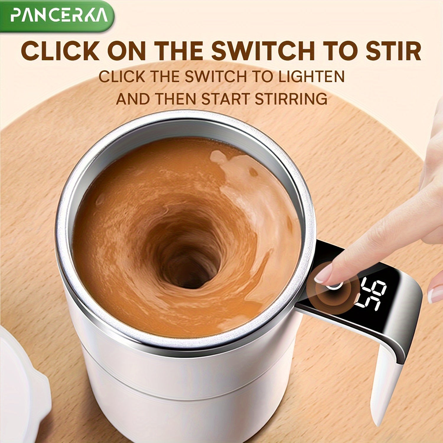 Stirring Coffee Mug with Temperature Display