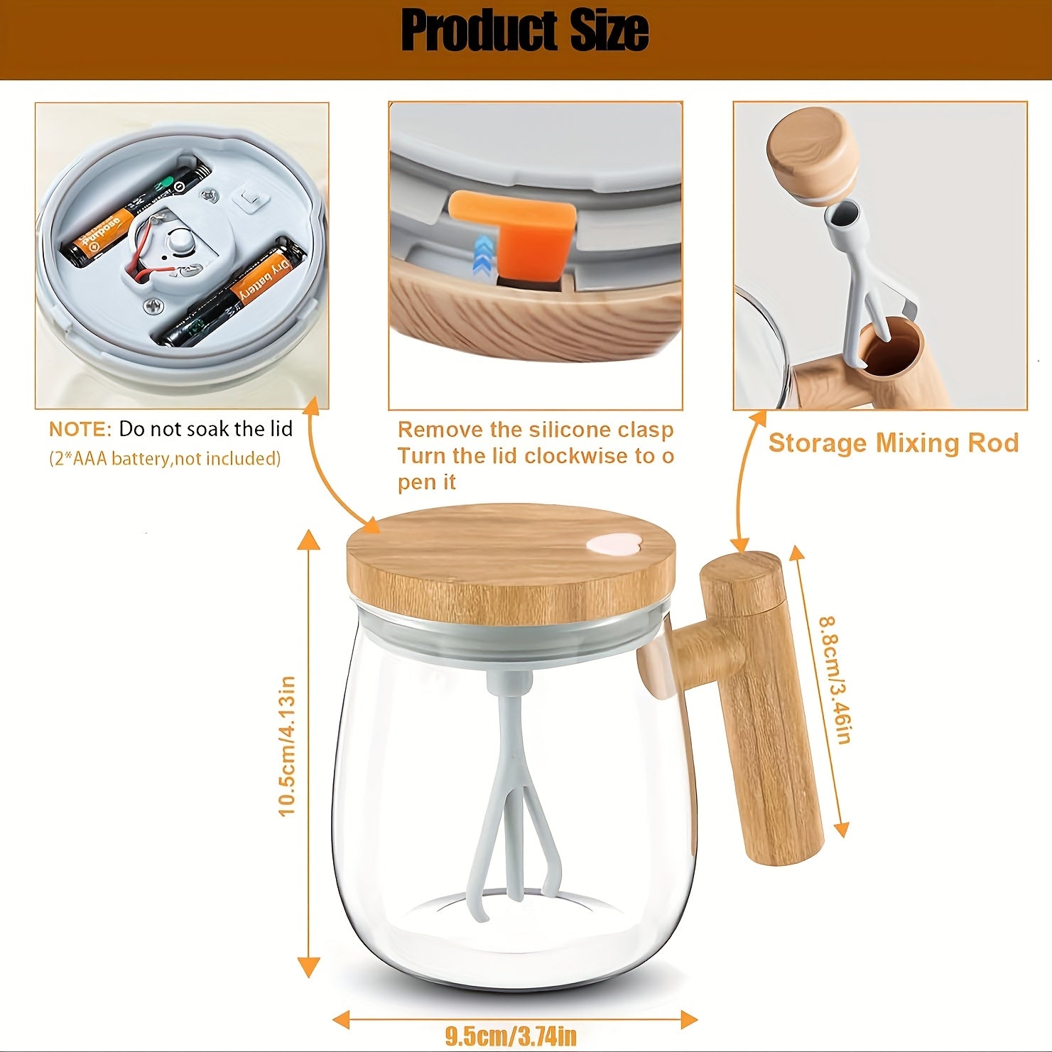 Electric Self Stirring Coffee Mug with Lid